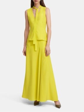 Theory Silk Sleeveless Tie V-Neck Peplum Blouse Small NWT *Defect